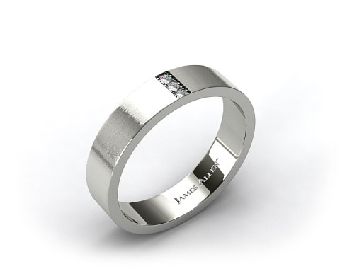 14k White Gold 6mm 3 Bezel Set Diamond Wedding Ring